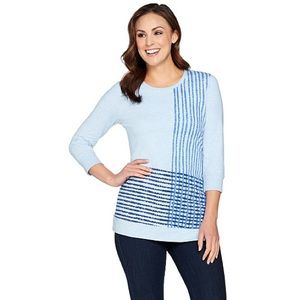 H by Halston Engineered Grid Print Pullover Top